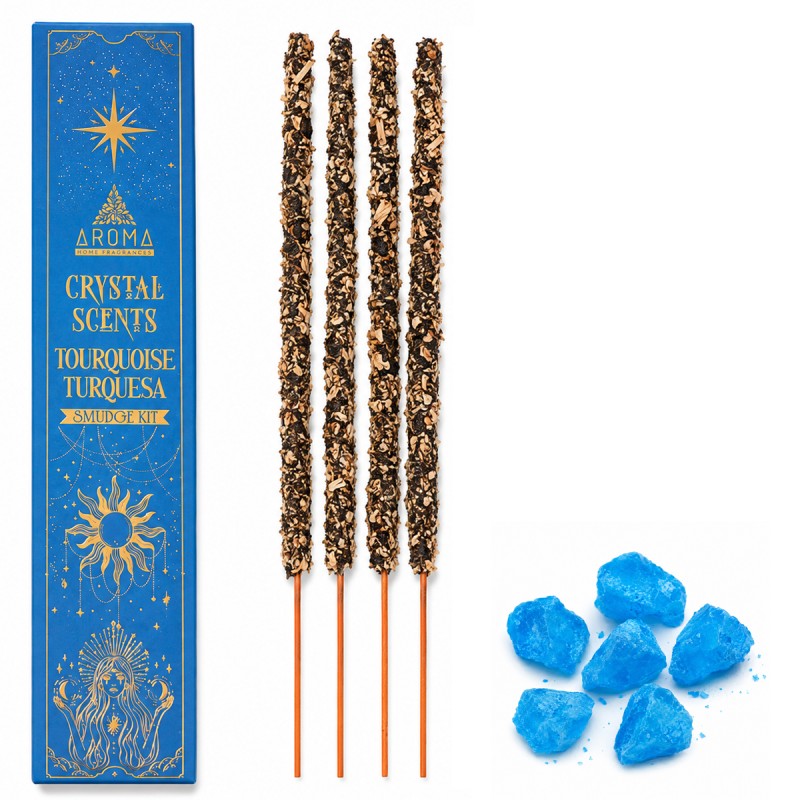 INCENSO CRYSTAL SCENTS TURQUESA COM PEDRAS AROMÁTICAS E 8 VARETAS REF: 1074C INCENSO CRYSTAL SCENTS TURQUESA COM PEDRAS AROMÁTICAS E 8 VARETAS REF: 1074C