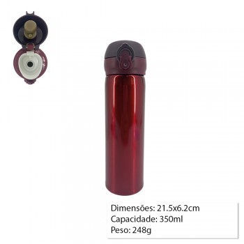 GARRAFA DE INOX PARA BEBIDA 350ML VERMELHA  REF: THK-350RD