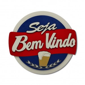 PLACA DECORATIVA MODELO BEM VINDO EM MADEIRA REF: 310
