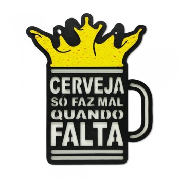PLACA DECORATIVA MODELO CANECA COROA EM MADEIRA REF: 5020