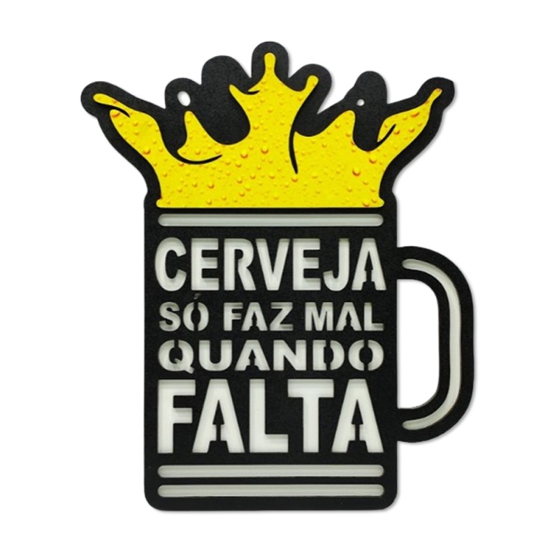 PLACA DECORATIVA MODELO CANECA COROA EM MADEIRA REF: 5020