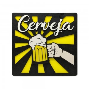 PLACA DECORATIVA MODELO CERVEJA EM MADEIRA REF: 5030