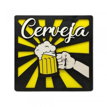 PLACA DECORATIVA MODELO CERVEJA EM MADEIRA REF: 5030
