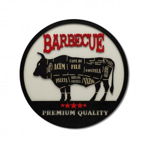 PLACA DECORATIVA MODELO BARBECUE EM MADEIRA REF: 610