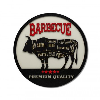 PLACA DECORATIVA MODELO BARBECUE EM MADEIRA REF: 610