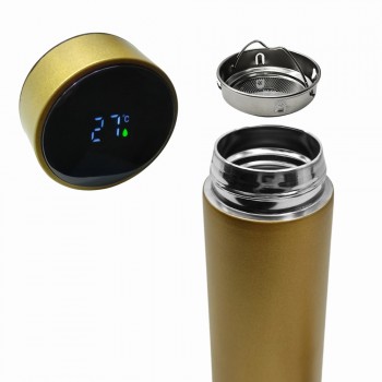 GARRAFA ISOTÉRMICA COM TERMÔMETRO EM INOX-304 500ML REF: SL-32Z