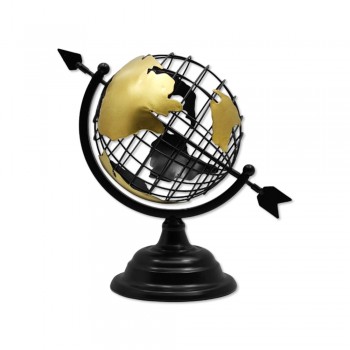 ENFEITE EM METAL DE MESA PARA DECORAÇÃO MODELO GLOBO TERRESTRE EM METAL REF: APBY7140BK-S