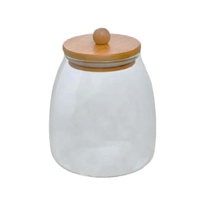 POTE DE VIDRO COM TAMPA EM BAMBU 1000ML REF: APPD1000ML  POTE DE VIDRO COM TAMPA EM BAMBU 1000ML REF: APPD1000ML