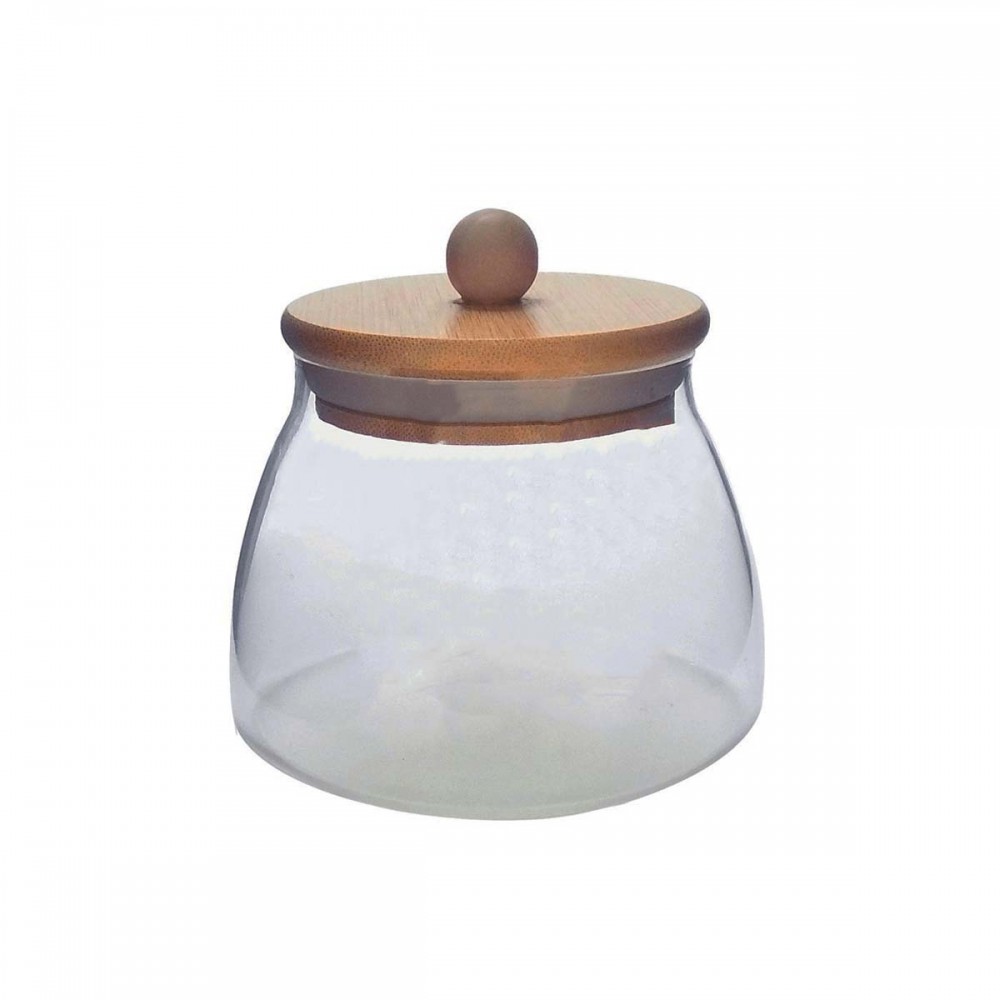  POTE DE VIDRO COM TAMPA EM BAMBU 350ML REF: APPD350ML