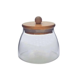 POTE DE VIDRO COM TAMPA EM BAMBU 350ML REF: APPD350ML  POTE DE VIDRO COM TAMPA EM BAMBU 350ML REF: APPD350ML