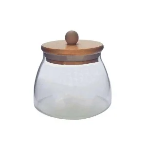  POTE DE VIDRO COM TAMPA EM BAMBU 350ML REF: APPD350ML
