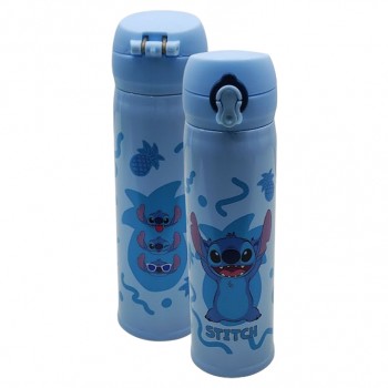 GARRAFA TÉRMICA MODELO STITCH EM INOX 400ML REF: DQH043-ST2
