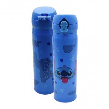 GARRAFA TÉRMICA MODELO STITCH EM INOX 400ML REF:DQH043-ST3