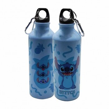 GARRAFA DE ALUMÍNIO MODELO STITCH COM MOSQUETÃO 500ML REF: DQH060-ST2