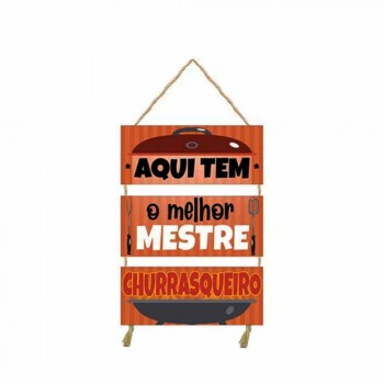 PLACA COM CORDA 3 PEÇAS MODELO AQUI TEM O MELHOR MESTRE CHURASQUEIRO REF: JPL2168