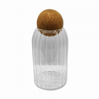 POTE DE VIDRO COM TAMPA EM CORTIÇA 650ML REF: MAZS15