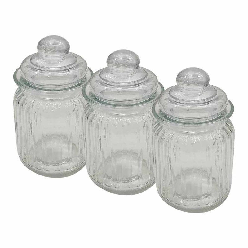 CONJUNTO DE 3 POTES COM TAMPA DE VIDRO 280ML REF: POTE-099 CONJUNTO DE 3 POTES COM TAMPA DE VIDRO 280ML REF: POTE-099