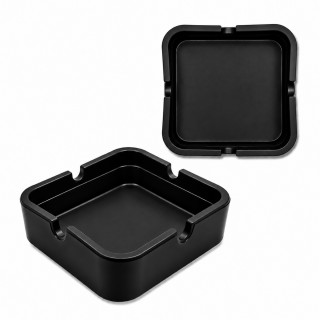 CINZEIRO DE MESA QUADRADO EM SILICONE COR PRETO REF: PPS040-A