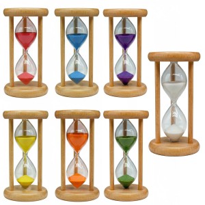 AMPULHETA DE VIDRO COM BASE DE MADEIRA REF: R01