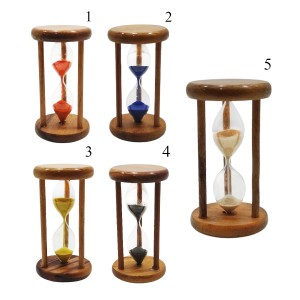 AMPULHETA EM VIDRO COM BASE EM MADEIRA REF: R01