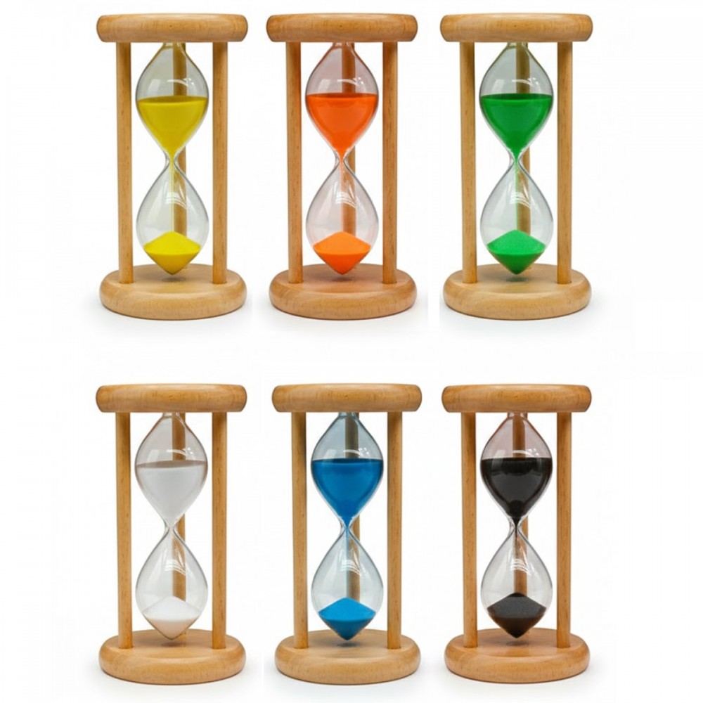 AMPULHETA EM VIDRO COM BASE EM MADEIRA REF: R05