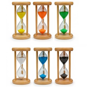 AMPULHETA EM VIDRO COM BASE EM MADEIRA REF: R05