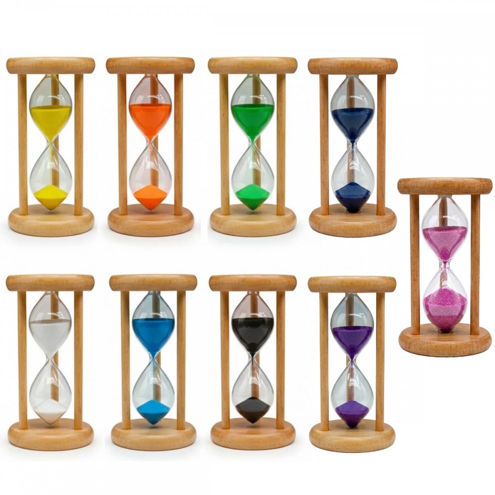 AMPULHETA EM VIDRO COM BASE EM MADEIRA REF: R05