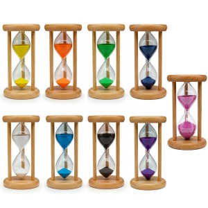 AMPULHETA EM VIDRO COM BASE EM MADEIRA REF: R05