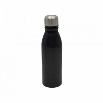 GARRAFA SQUEEZE EM INOX COR PRETA 500ML  REF:SK-AL500(PRETO