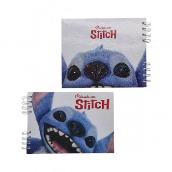CADERNO DE DESENHO MODELO STITCH CAPA DURA COM ENCADERNAÇÃO EM BROCHURA E PLÁSTICO REF: STIT01