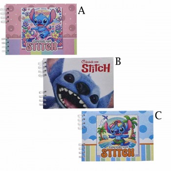 CADERNO DE DESENHO MODELO STITCH CAPA DURA COM ENCADERNAÇÃO EM BROCHURA E PLÁSTICO REF: STIT01
