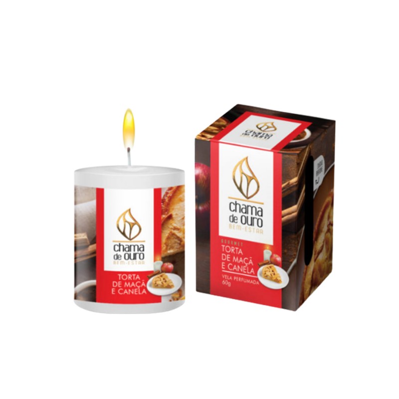 VELA PERFUMADA TORTA DE MAÇÃ E CANELA 60G  REF: U60TMA